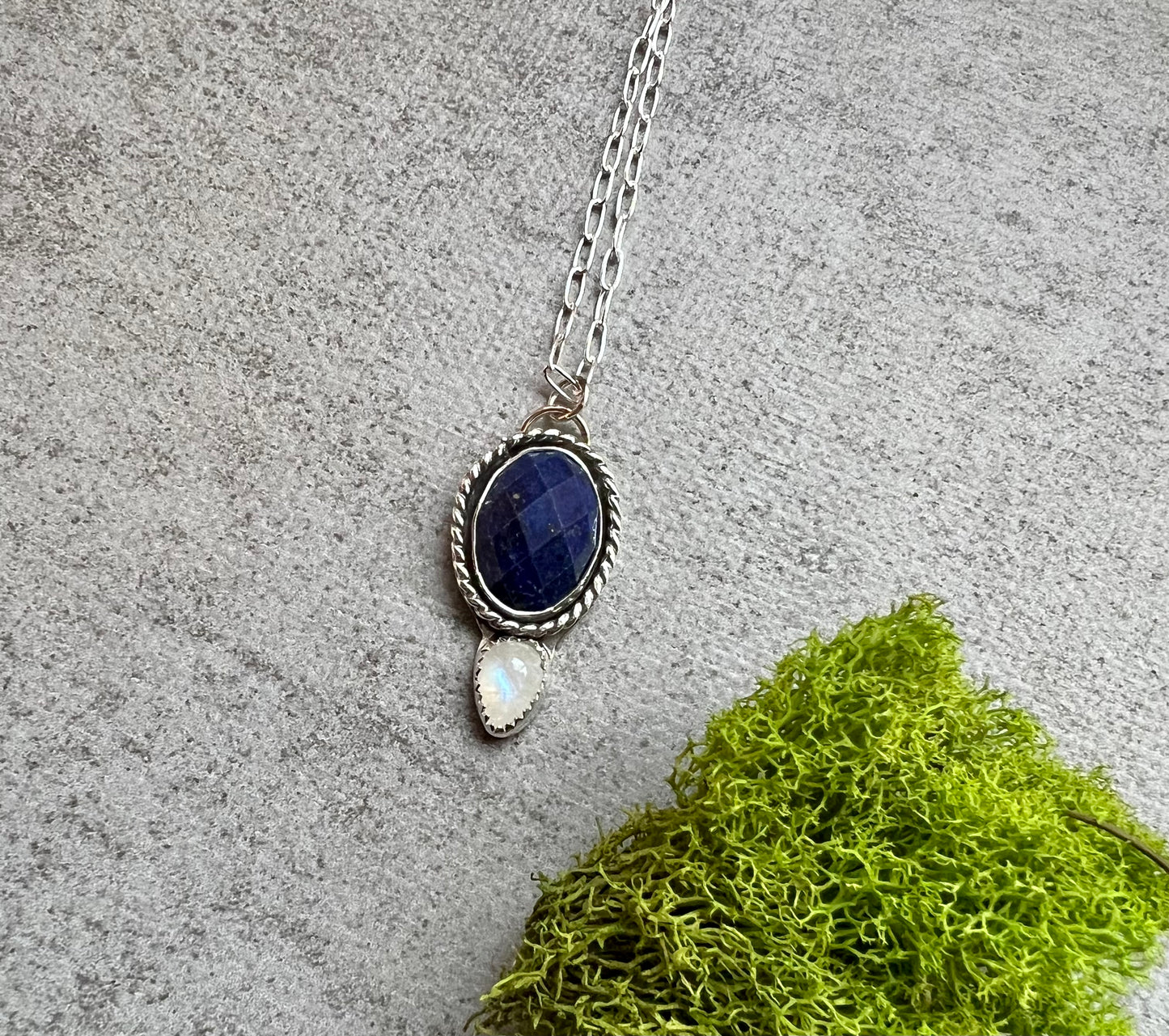 Lapis Lazuli and Moonstone Sterling Silver Necklace