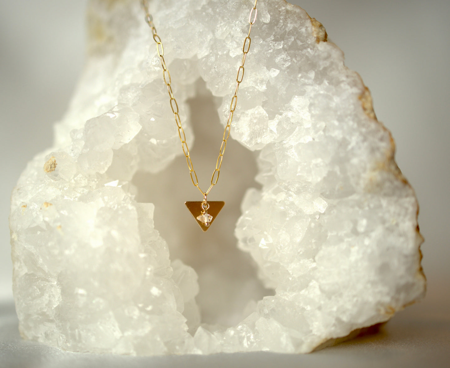Sylvia | Triangle & Herkimer Necklace